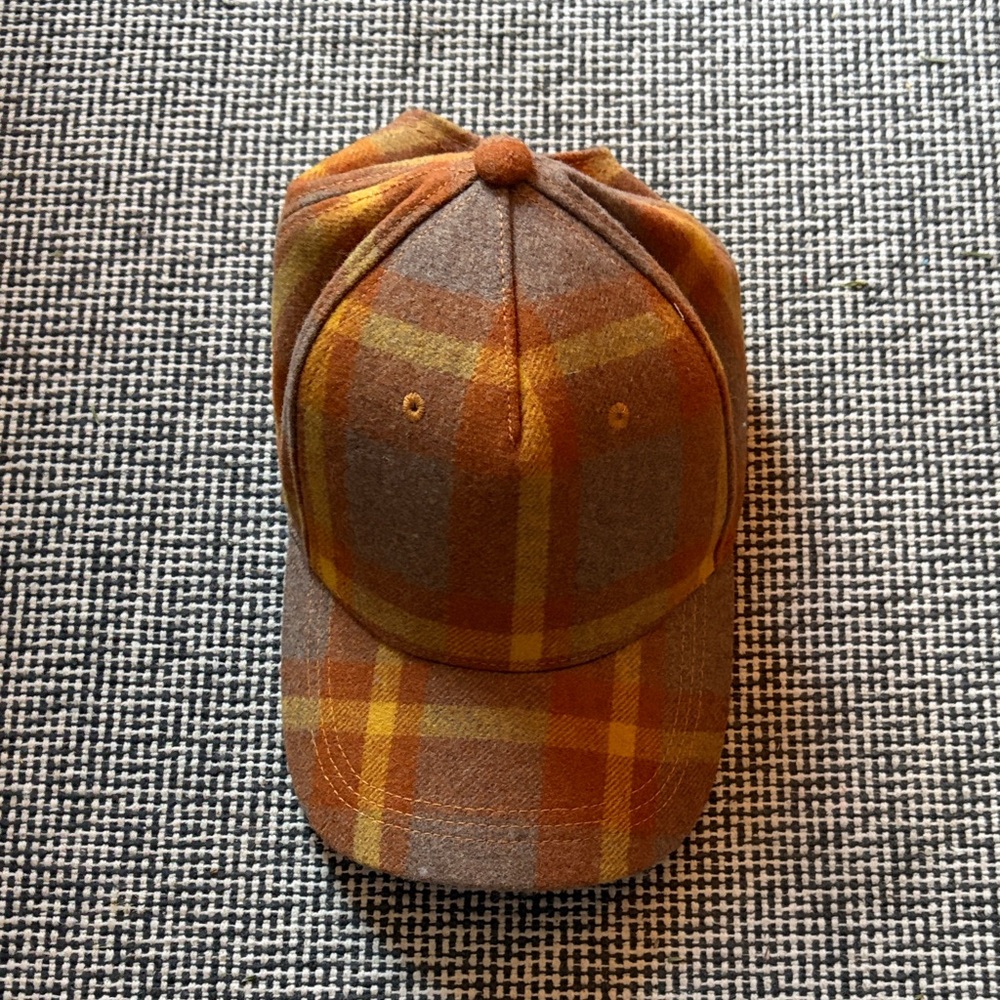 Plaid Orange and Brown Trucker Adjustable Hat